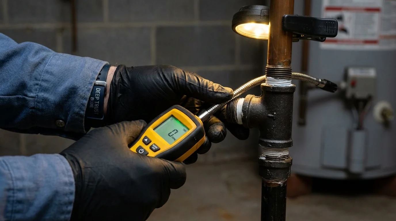 Gas leak detection with electronic sniffer by Johns Plumbing LLC in Smithton