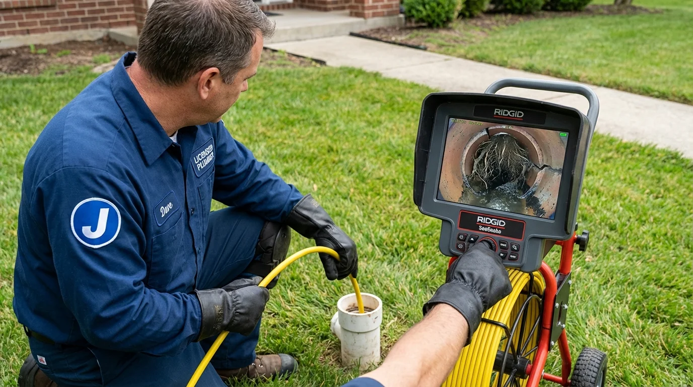 Sewer camera inspection being performed by Johns Plumbing LLC in Smithton